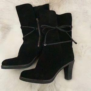 Like New Suede Boots with Bow Detail
